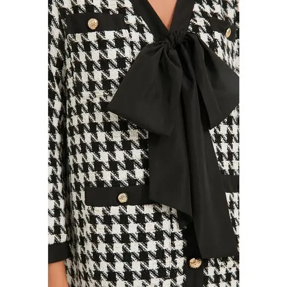 TUCKERNUCK Pomander Place Houndstooth Coco Tweed Bow Dress NWT Size Large